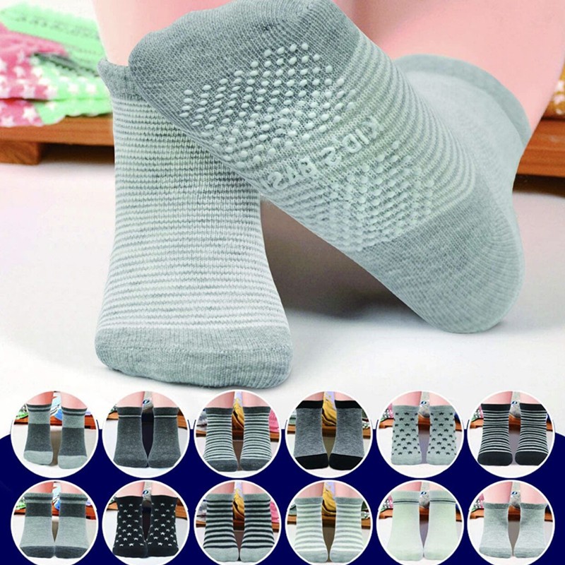 12 pairs/set kids socks baby boys anti-slip socks elastic knit socks