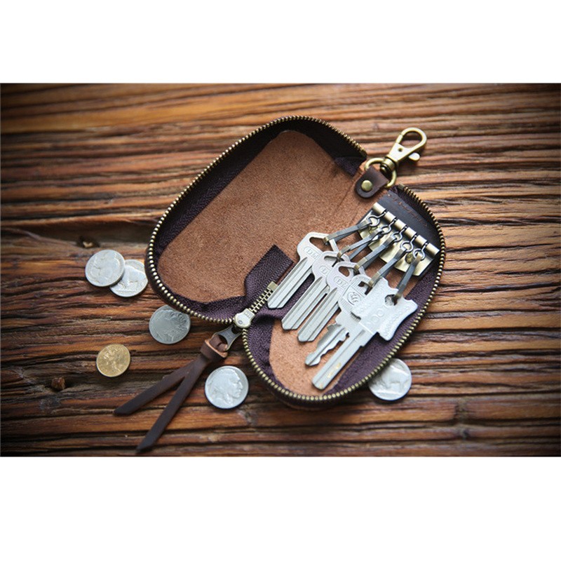 Leather Home Nanny Key Ring Zipper Key Case Key Case Bag Organizer Wallet Keychain