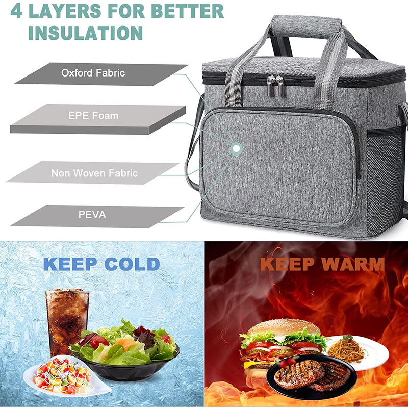 15L Waterproof Capacity Thermal Lunch Box Handbag Travel Bag Portable Cooler Insulated Picnic Food Bags For Men Women Kids