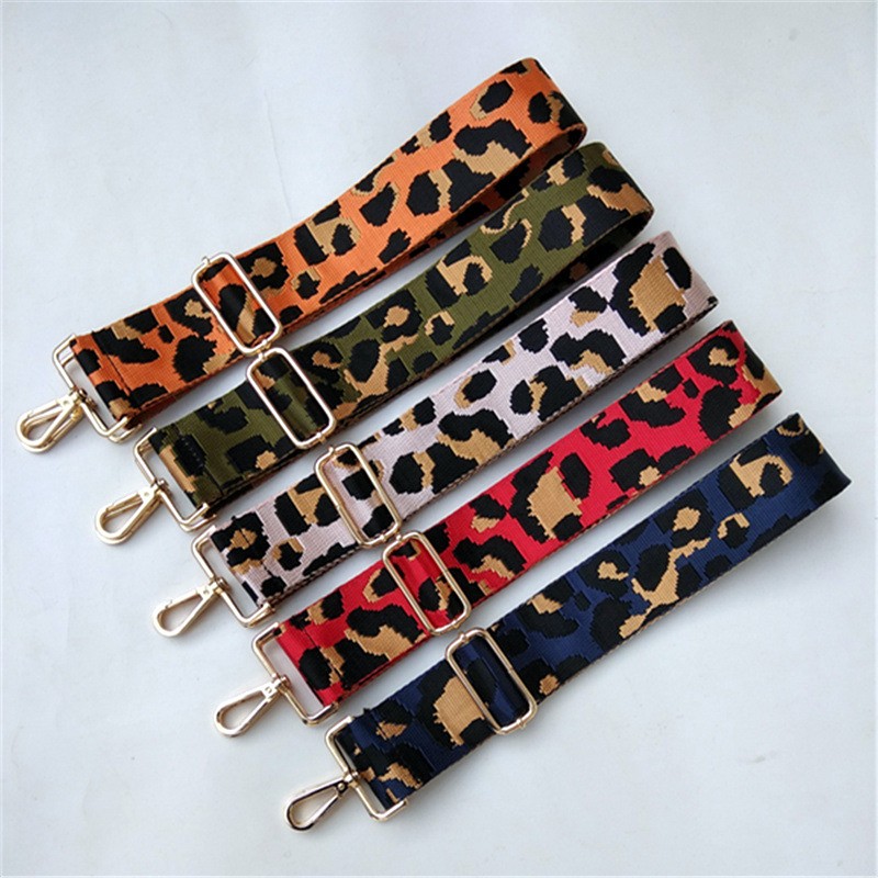 New Thicken Color Women Bag Accessories Leopard Print Adjustable Shoulder Strap DIY Crossbody Bag Webbing Strap Handle 5cm Wide