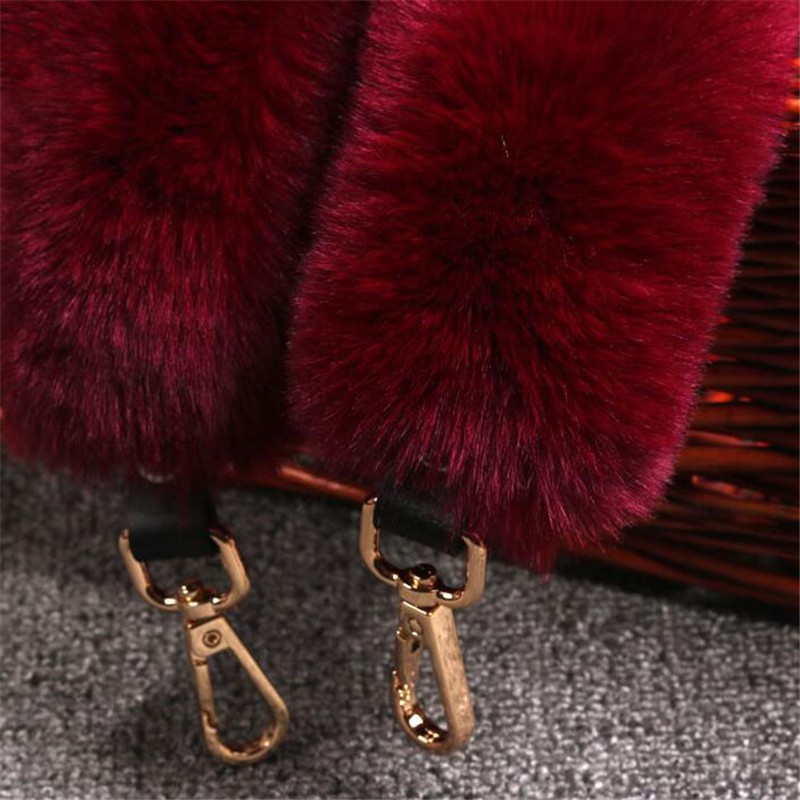 120cm Replacement Bag Belt Faux Fur Straps Handle for Purse Belts Bag Accessories Golden Buckle A119