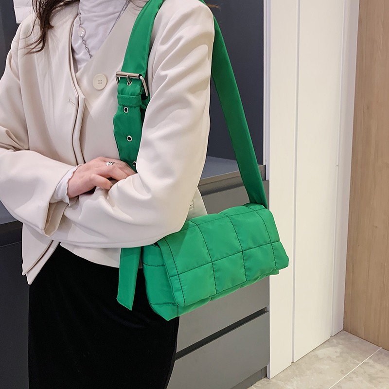 Solid Color Nylon Cloth Shoulder Crossbody Square Bags for Women 2022 Women Designer Small Flap Handbag Female Messenger Bag