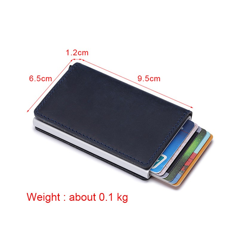 DIENQI - Genuine Leather Rfid Card Holder for Men and Women, Metal Credit Card Case