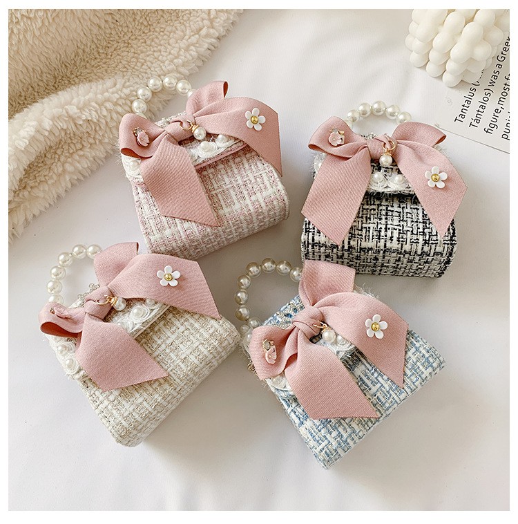 Korean Style Mini Handbags For Women Cute Bow Princess Tote Bag For Toddler Girls Party Shoulder Bag Gift