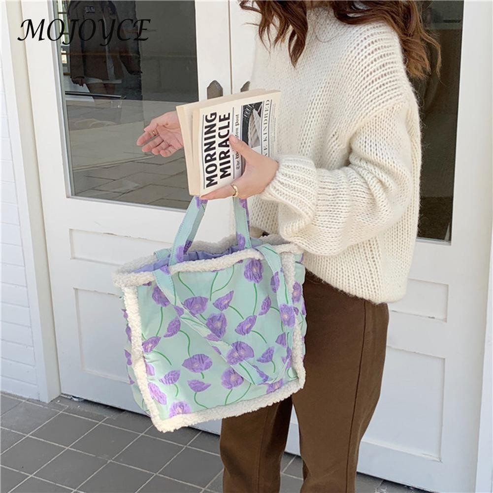 Female retro fluffy embroidery flower bag jacquard canvas square garment bags crossbody bag for Christmas gifts