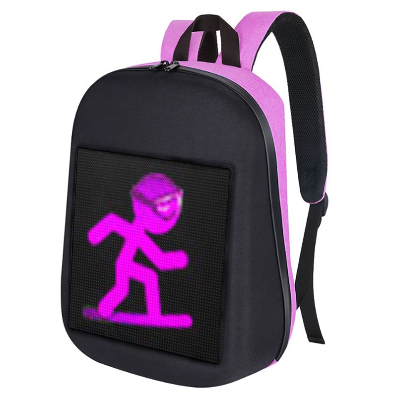 Smart APP Control Dynamic LED Display Advertising Backpack USB DIY LED City Walk Advertising 14'' Portable Backpack