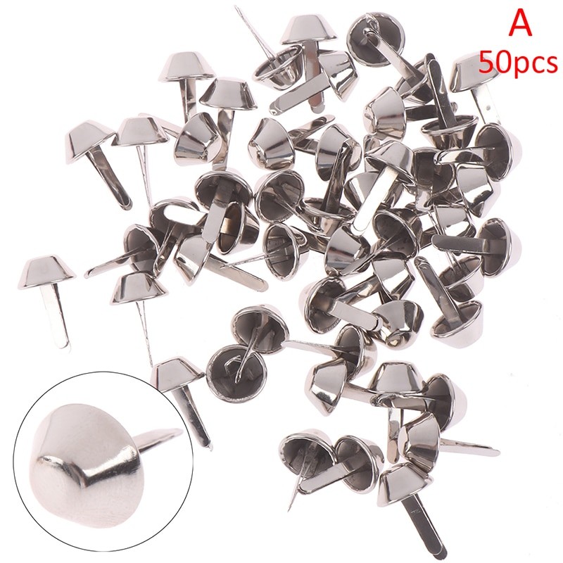 50pcs Punk Rock Rivets 12mm Metal Crafts Purse Feet Rivets Studs Pierced For Purse Handbag Leather Bag DIY Accessories