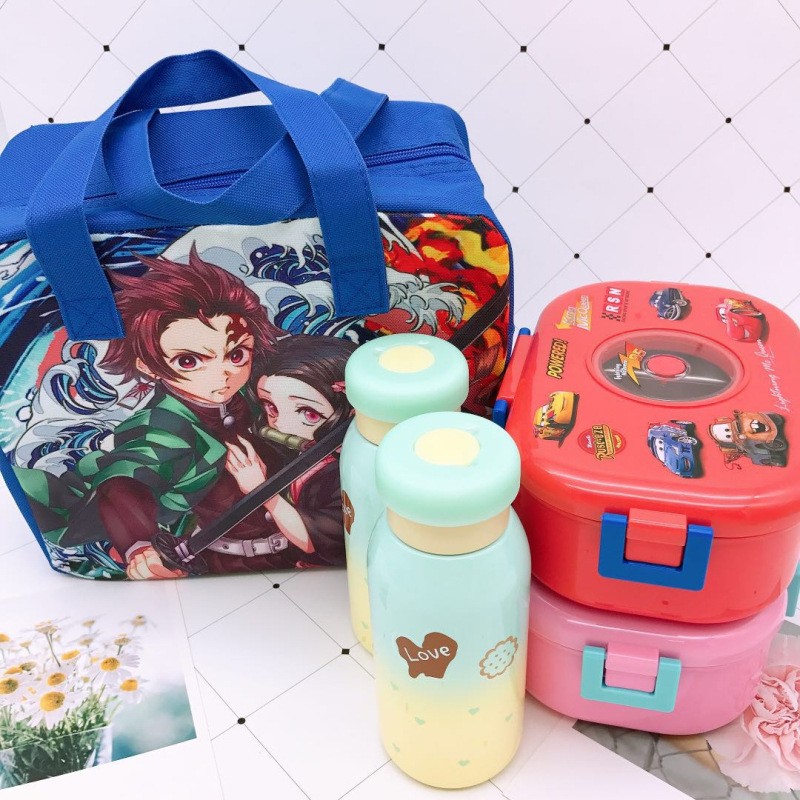 Demon Slayer Devil Blade Cartoon Anime Insulation Bag Kimetsu no Yaiba Tanjirou Nezuko Picnic Lunch Box Meal Bento Hand Storage Bag