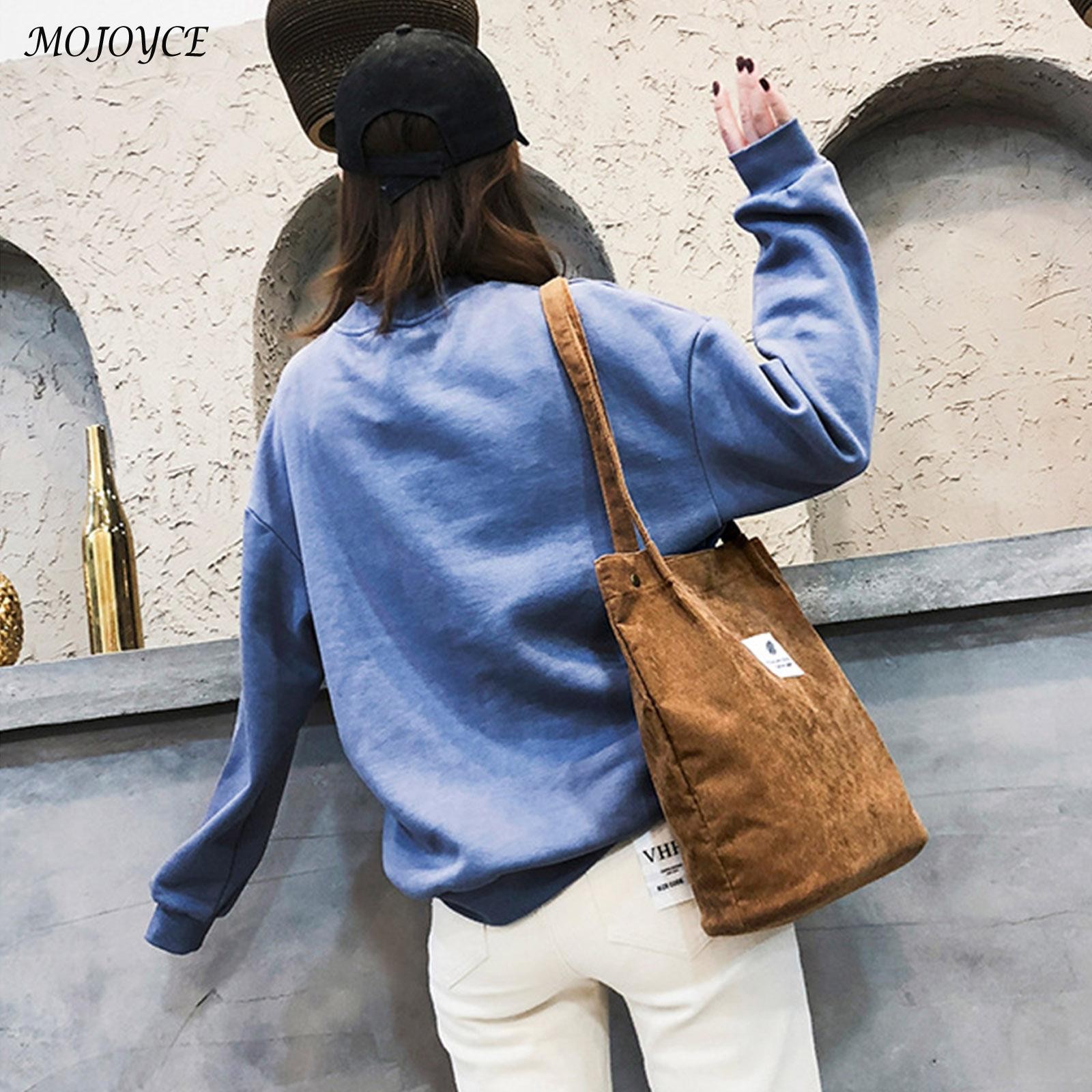 Bags for Women Corduroy Shoulder Bag Reusable Shopping Bags Casual Tote Handbag Female Handbag Grocery Shopping Pouch