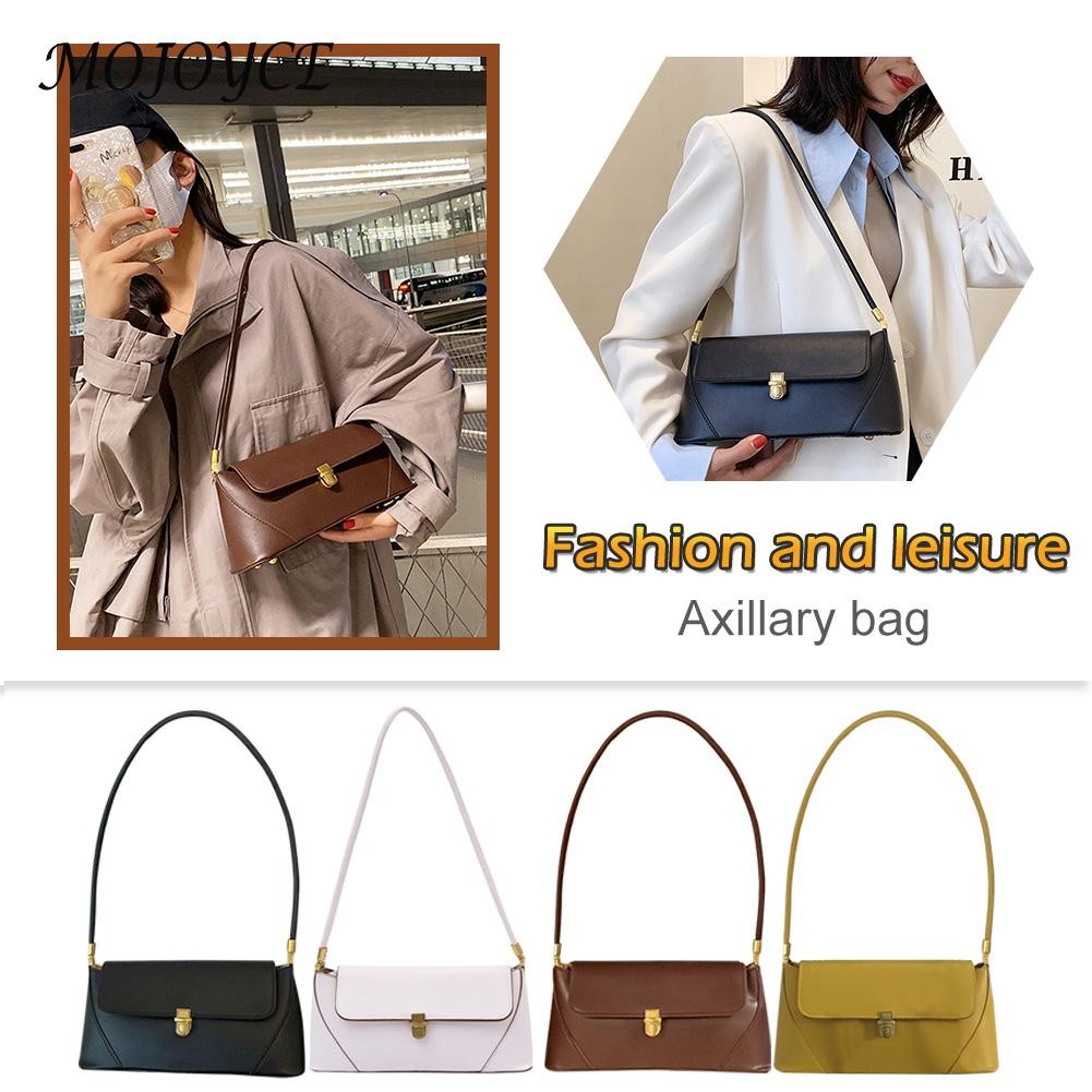 Women Retro Handbag PU Leather Shoulder Tote Solid Color Underarm Bag Female Casual Armpit Small Clutch for Women Gifts