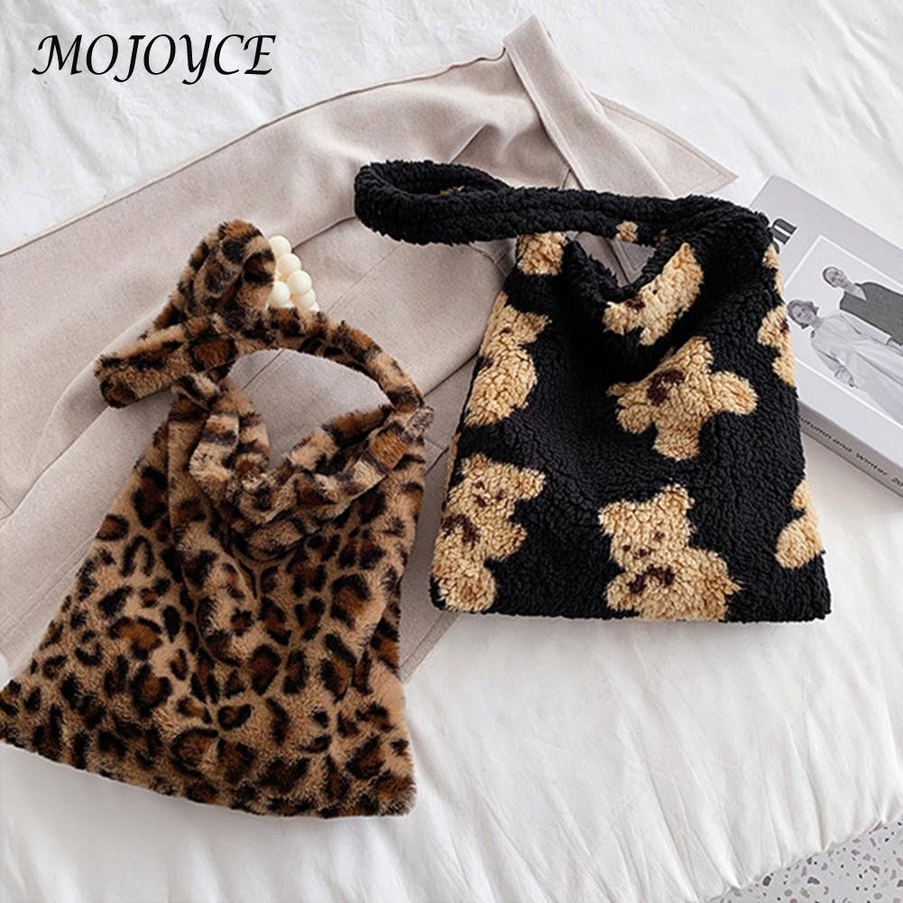 Vintage Women Soft Warm Plush Handbag Cute Girls Autumn Winter Fluffy All-Match Phone Buckets Bag for Women