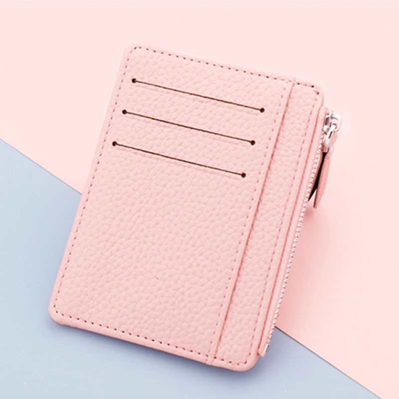 1pcs Small ID Card Holders Business Credit Card Holder PU Leather Slim Bank Card Case Organizer Fashion Zipper Unisex Wallet