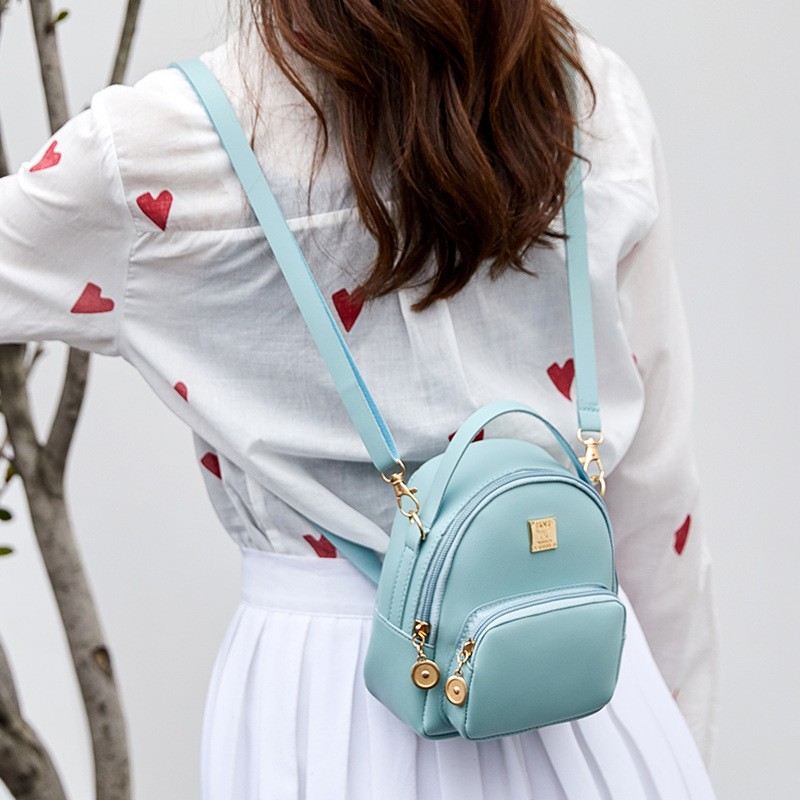 Ladies Backpack Luxury Pu Pikawai Cute and Elegant Girls School Bag Simple Pure Color Backpack Mochila