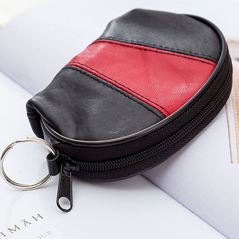 New Fashion Genuine Leather Wallet Semi-circular Splicing Zipper Coin Purse Key Holder Storage Money Pouch Cash Pocket Clutches