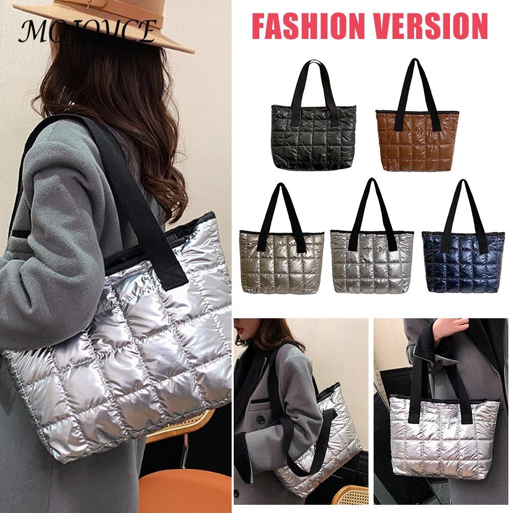 Fashion women's bag cotton-padded retro backpack lattice lady bag large capacity shopping underarm bag