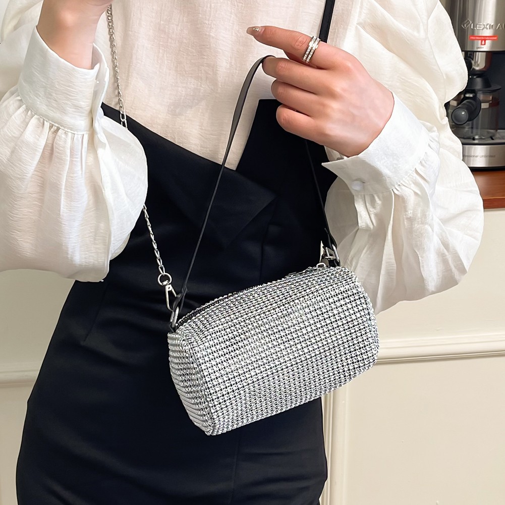 المرأة مشرق الماس حمل حقيبة المحمولة الإناث Crossbody محفظة حقيبة سلسلة سستة الكتف رسالة دلو مخلب الحقيبة حقيبة يد 2022