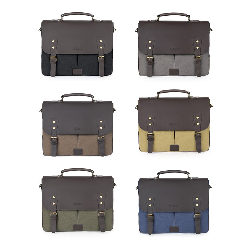 High Quality Business Laptop Canvas Briefcase Shoulder Bag for Men 14'' Computer Handbag Men Vintage Messenger Bag Dropshipping