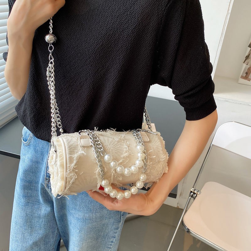 MBTI Elegant Tassel Women Shoulder Bag Decoration Chains Top Handle Bags Fashion 2022 Ladies Concise Hot Sale Bucket Bolso Mujer