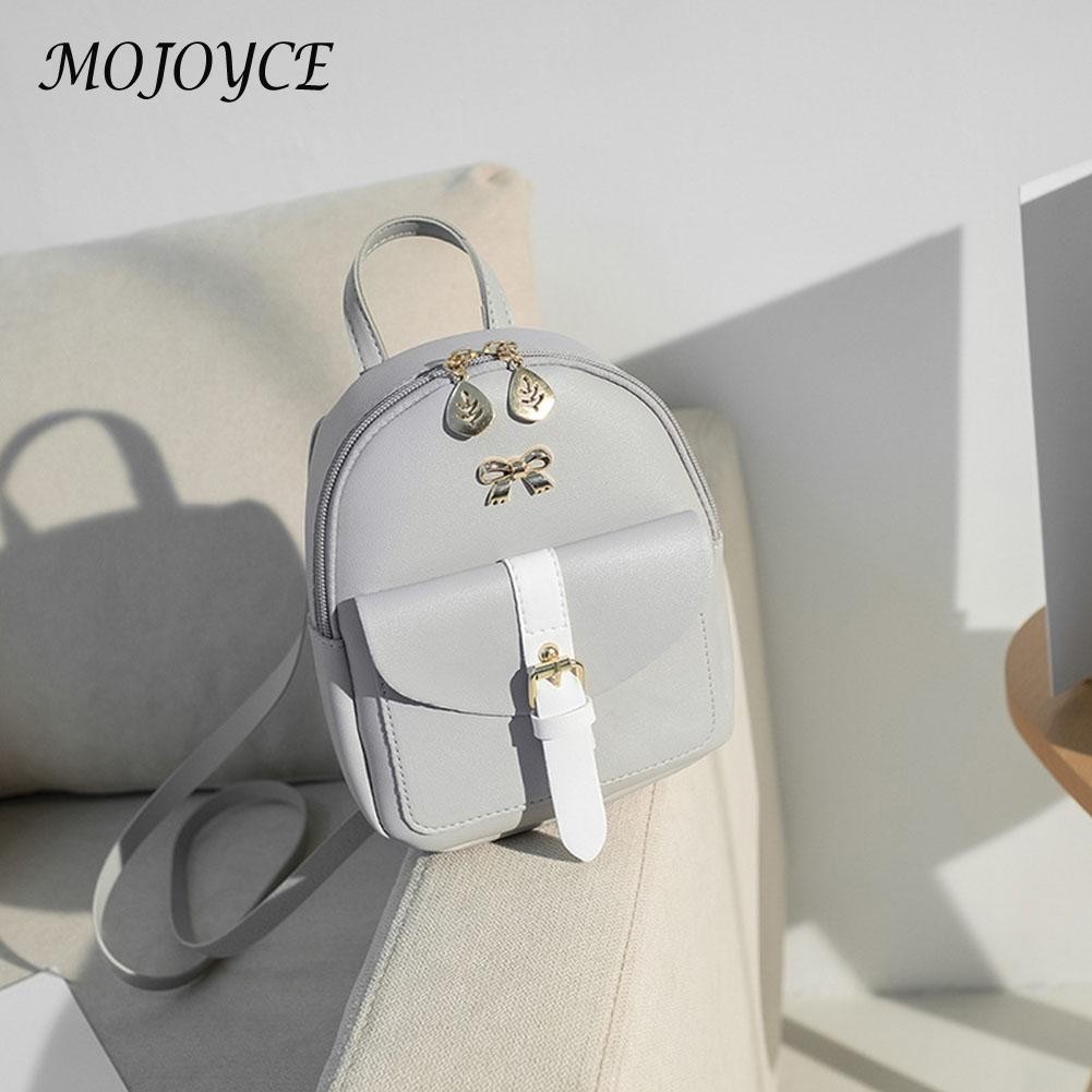 Women Backpacks Contrast Color Soft Handle PU Leather Small Shoulder Messenger Bag Daily Shopping Handbag