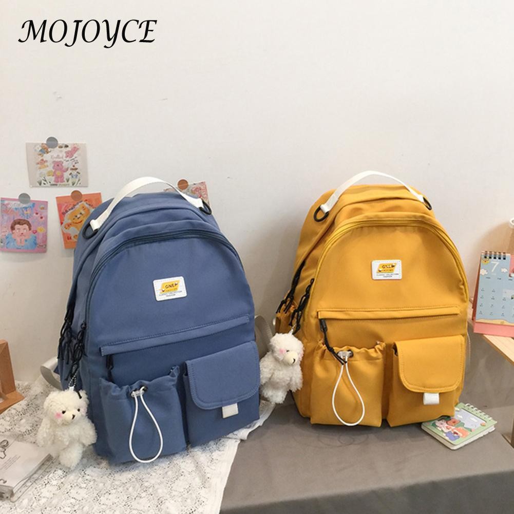 Fashionable single color nylon travel backpack large capacity female student daily shopping travel bag