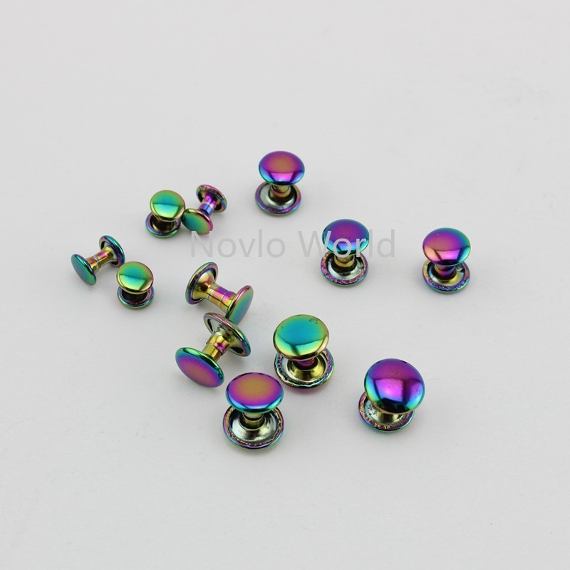 50-100pcs 6mm 8mm 10mm 12mm rainbow double cap rivets fasteners high quality leather crafts bags shoes studs