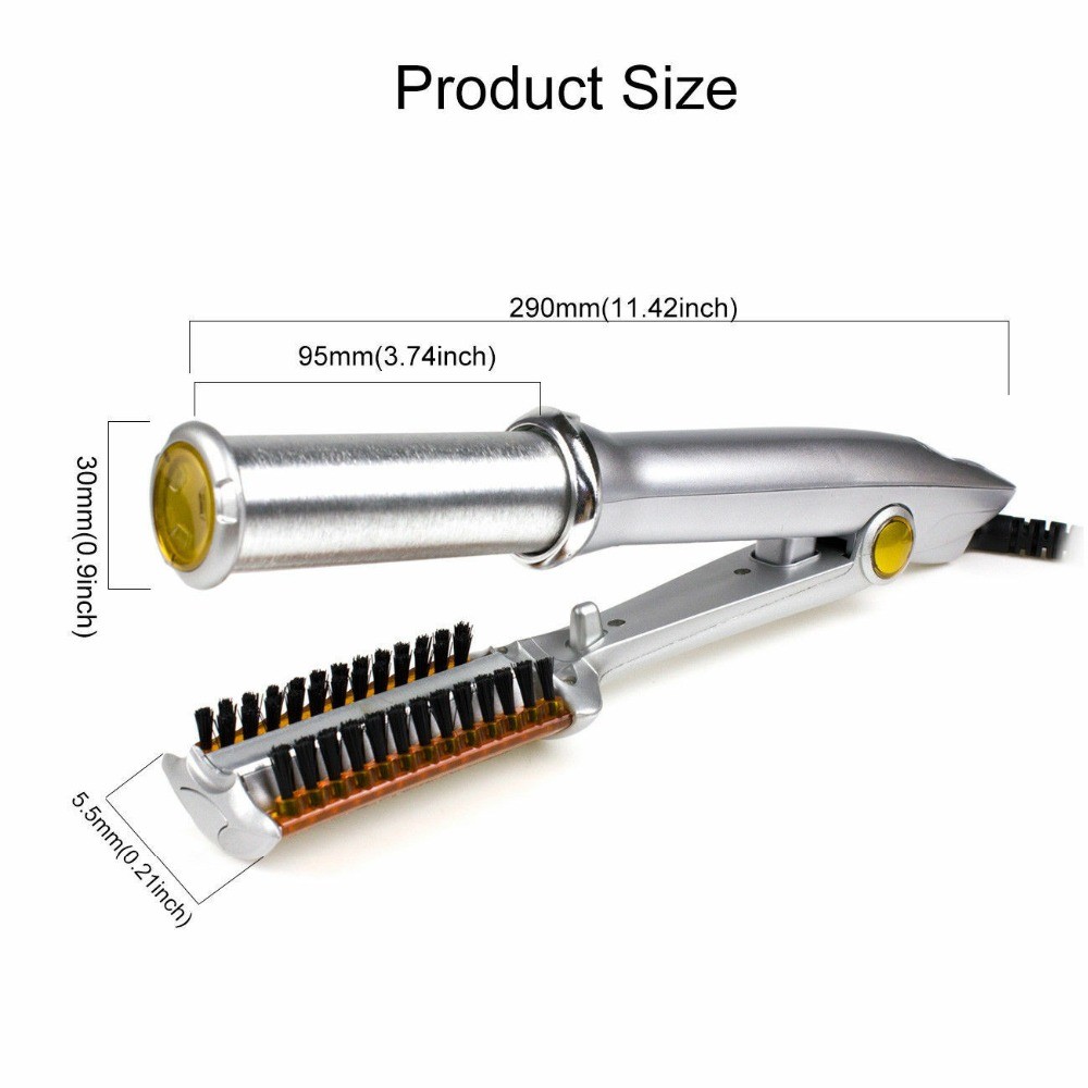 2 in 1 Hair Curler Hair Straightener Styling Tools LCD Ceramic Rotating Hair Waver Magic Curling Wand Iron. a brush