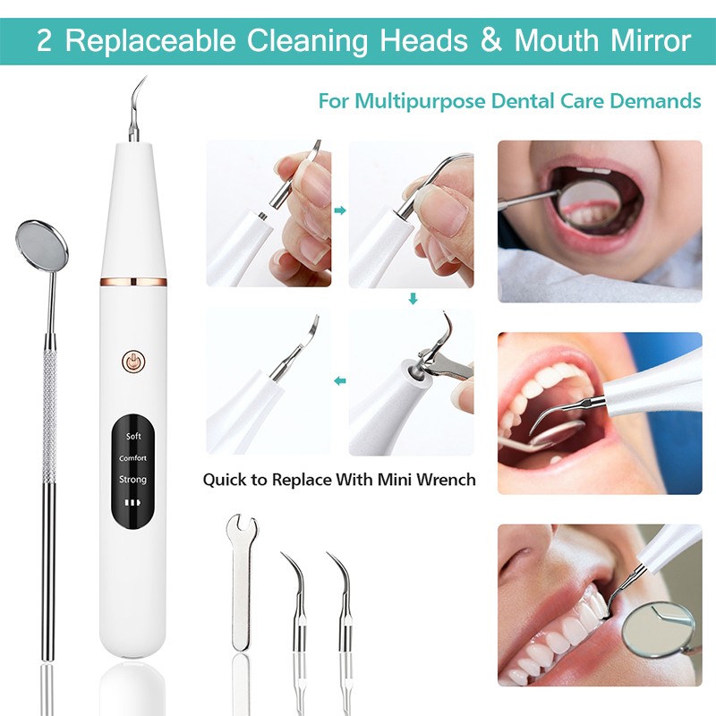 Plaque Stains Removal Cleaner Teeth Whitening Portable With LED Electric Sonic Dental Calculus Dental Scaler Oral Tartar Remover