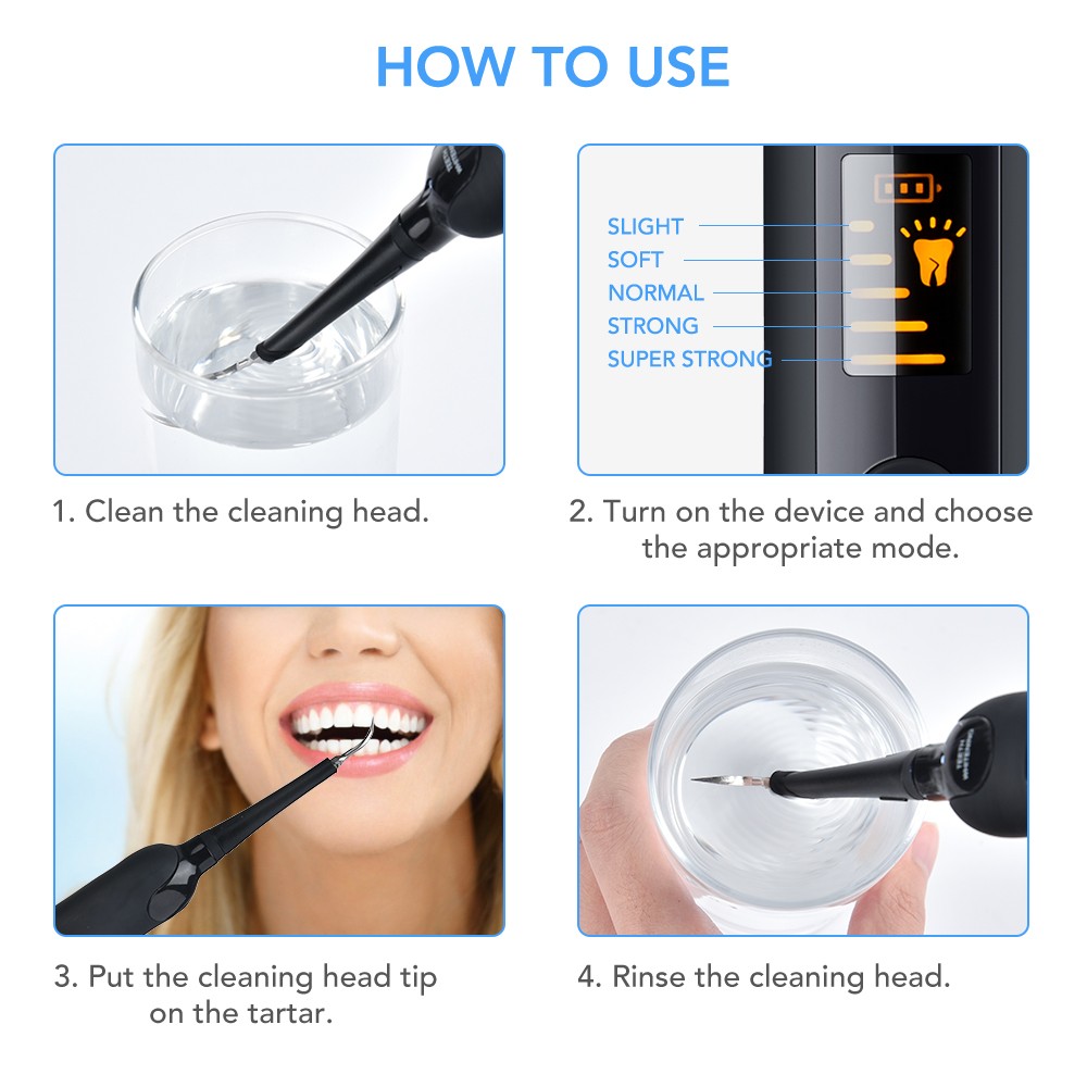 2021 Electric Tooth Whitening Brush Teeth Stains Scraper Remove Tooth Cleaner Oral Irrigator Care High Frequency Dental Tool