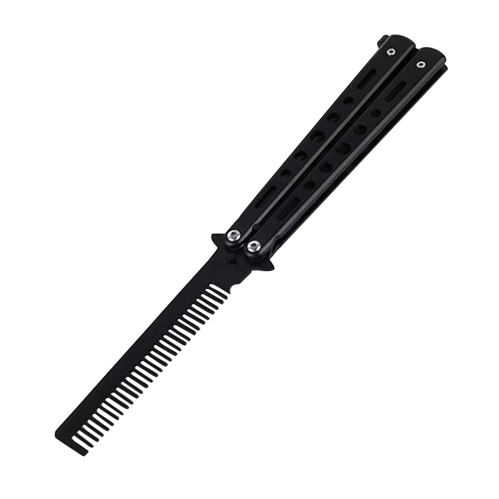 Stainless Steel Folding Comb Butterfly Training Tools Beard Mustache Comb Hairdressing Salon Tools