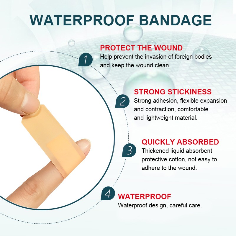 100pcs 2 Kinds Band-aids Waterproof and Breathable Medical Band Aid Sterile First Aid Bandage Wound Balance Patch First Aid