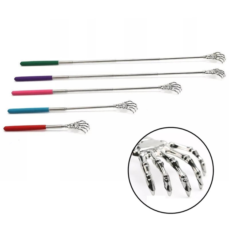 Q1QD Telescopic Back Scratching Extendable Handle, Portable Stainless Steel Hand Massager, Extends From 8.66" to 21.65"