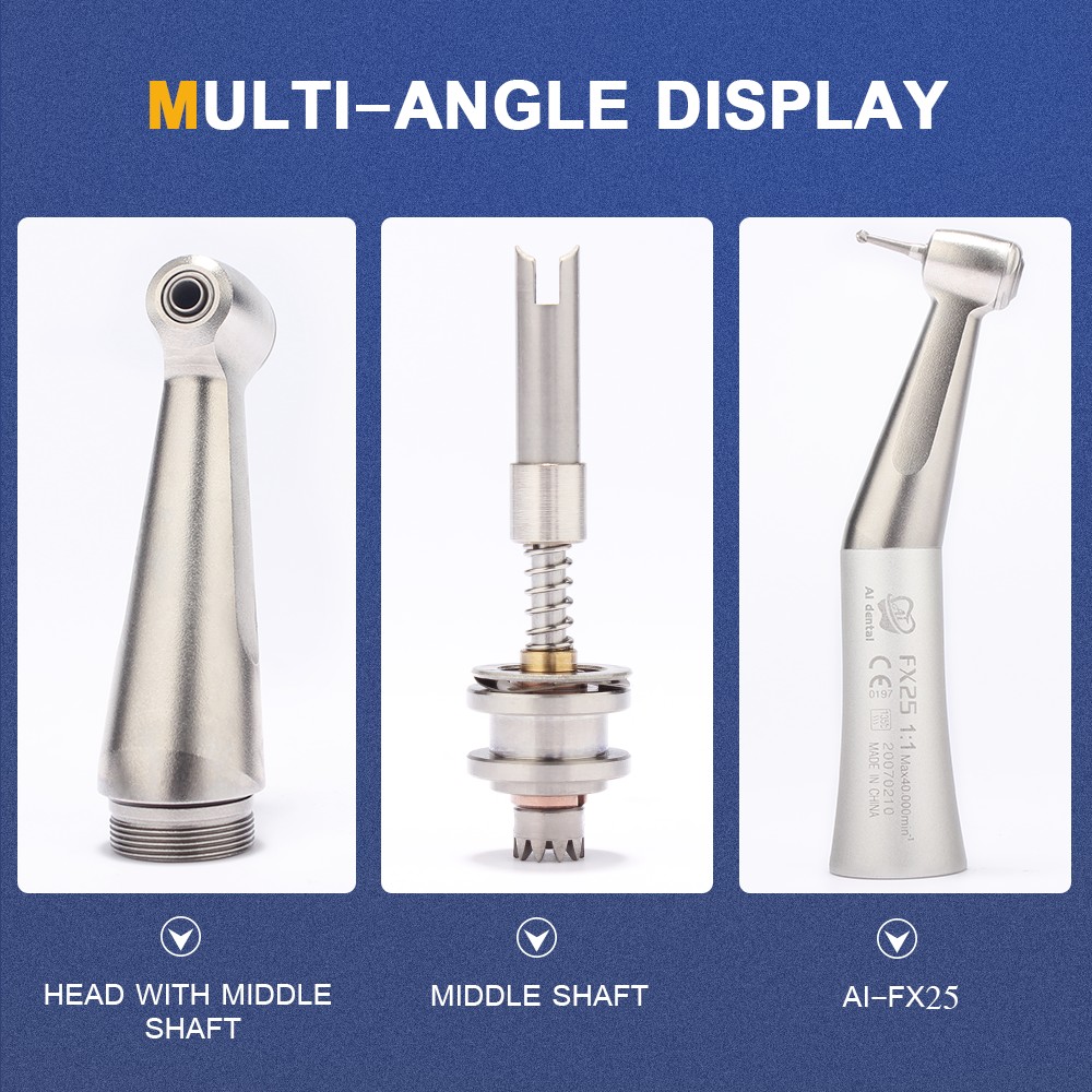 Dental equipment for dentist 1:1 contra angle handpiece FX25 external water spray non-optical handpiece compatible with air motor