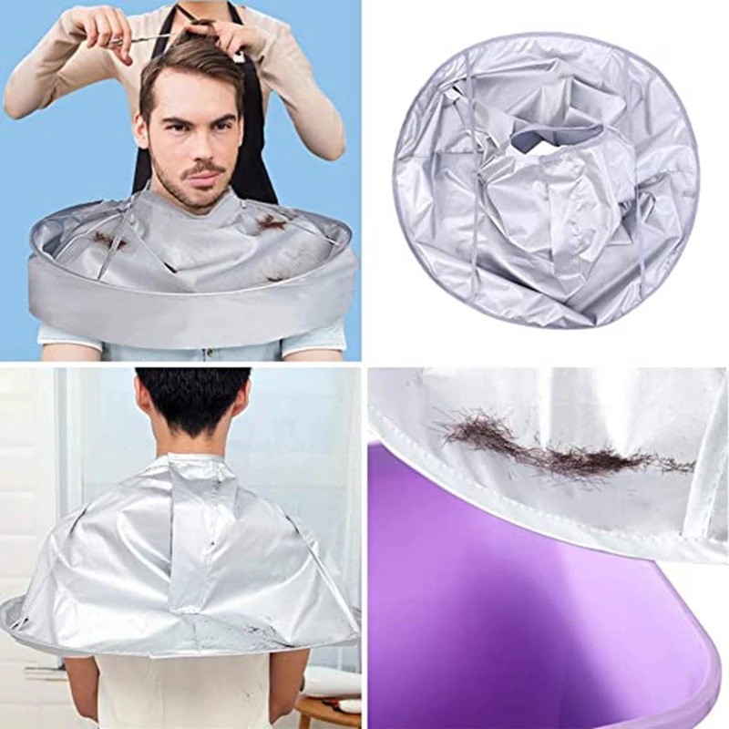 60cm Waterproof Hair Cutting Cloak Cape Salon Barber Hairdressing Cover Hair Collector Cloth Wrap Foldable Haircut Apron Hair