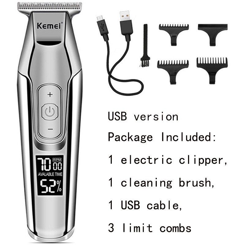 Kemei Profession Hair Clipper Beard Trimmer For Men Electric Shaver For Men LCD 0mm Hair Cutting Trimmer Machine Rechargeable Razor