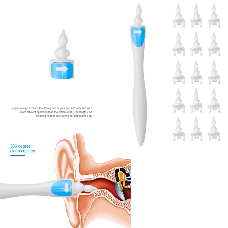الأذن نظافة سيليكون الأذن ملعقة أداة مجموعة 16 الرعاية لينة دوامة ل آذان يهتم أدوات صحية نظافة الأذن الشمع أداة إزالة الصواميل drop ship2020