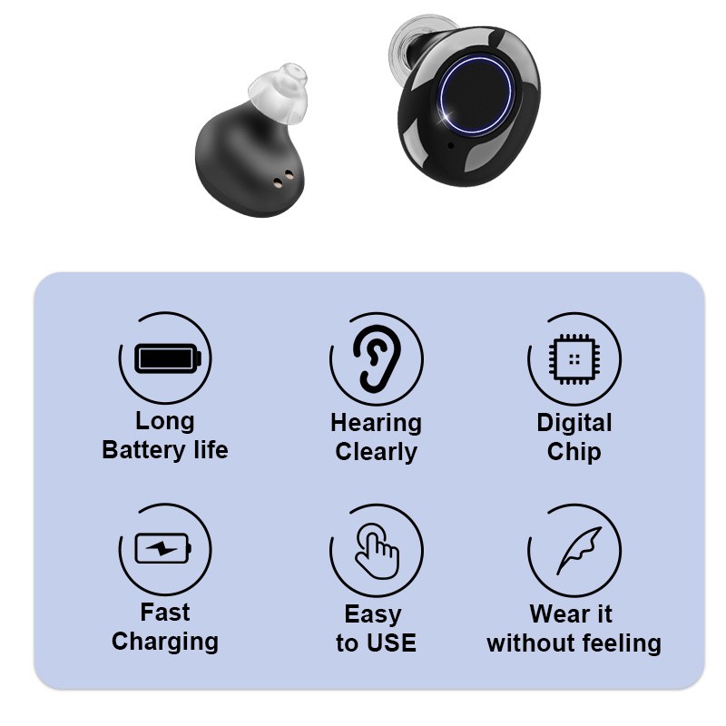 Hearing Aid Rechargeable Intelligent Hearing Aids Low Noise Amplifier One-Click Hearing Device Tone Adjustable For Elderly