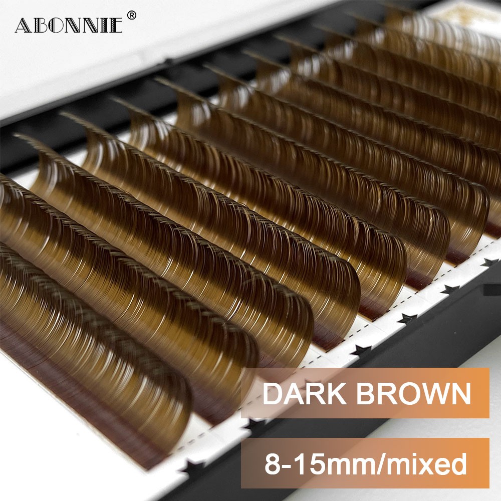 Abonnie - Individual Eyelashes Extensions, Luxurious False Eyelashes, 8-15 Mink Hair Blends, Dark Color, Professional