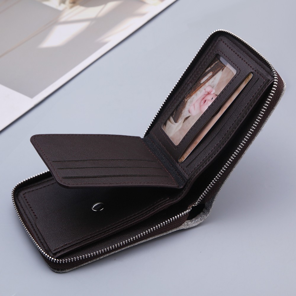 2021 New Canvas Zipper Short Men Wallet With Coin Pocket Clutch Purse Bag For Male Money Purse Denim Card Holder