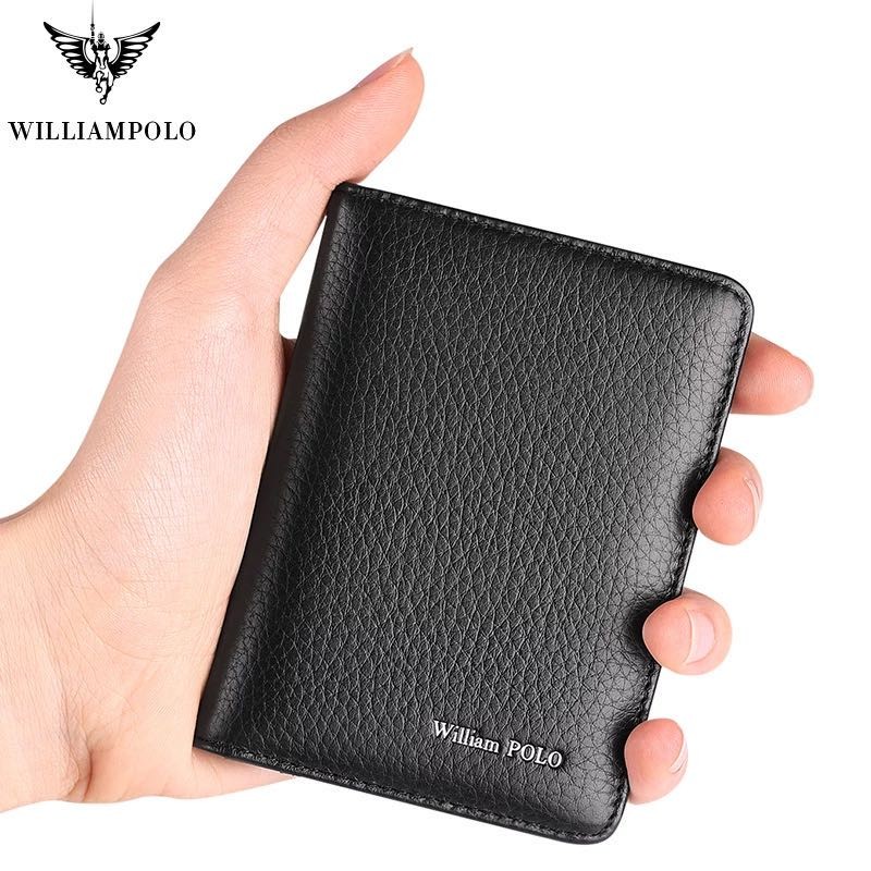 WILLIAMPOLO - Men's Slim Wallet, Luxury Genuine Leather Card Holder, Slim Wallet, New Fashion