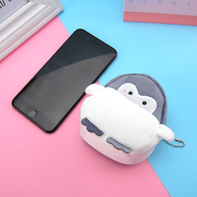 1pc Kawaii Penguin Plush Purse Coin Card Bag Wallet Pendant Ornaments Storage Bag Plush Toy Lipstick Bag For Kids Gift