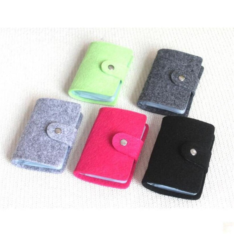 24 Slots Felt Wool Felt Women Men ID Credit Card Button Case Holder Wallet Organizer Gift Business Card ID Card Holder Wallet