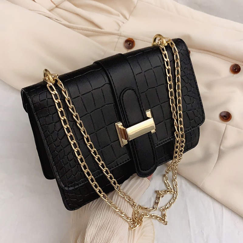 Bag women's shoulder bag stone pattern messenger women's bag 2022 spring new embossed solid color small square bag