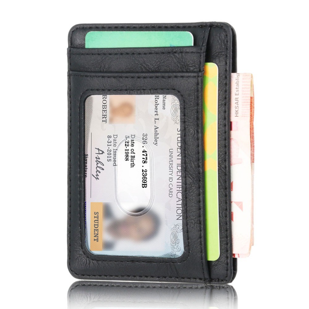 Slim rfid blocking leather wallet credit id card holder money purse for men women fashion bag