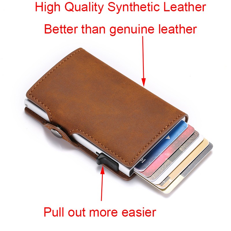 DIENQI - Leather Anti-theft Card Holder for Men and Women, Anti-magnetic, Credit Cards, Simple Wallet, Pocket Case