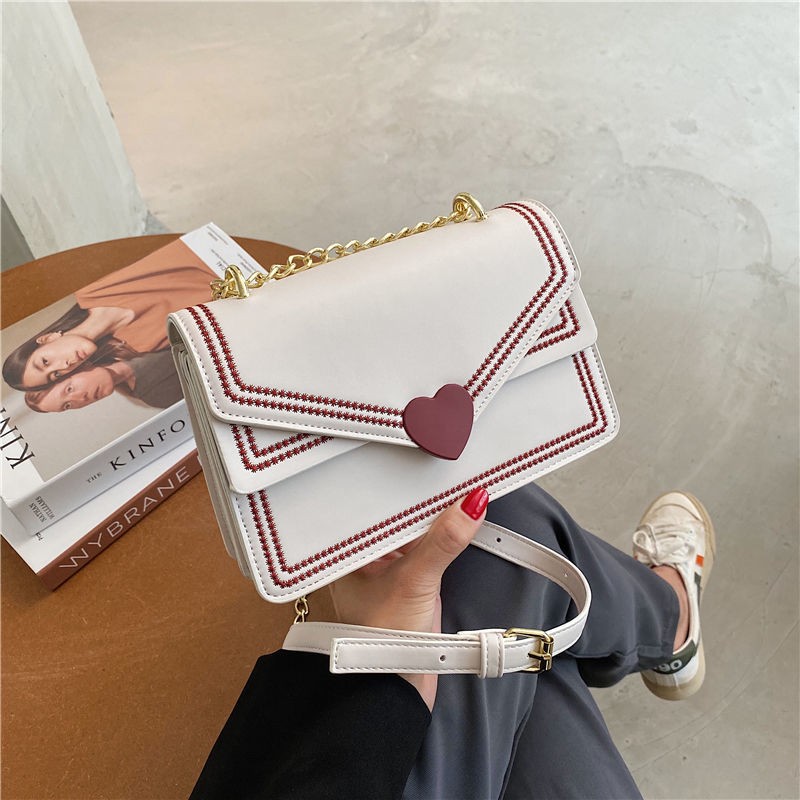 Xiuya Cute Crossbody Messenger Bag for Women New Female Shoulder Quilted Bag Purses Japanese Kawaii Heart Women Handbag 2021