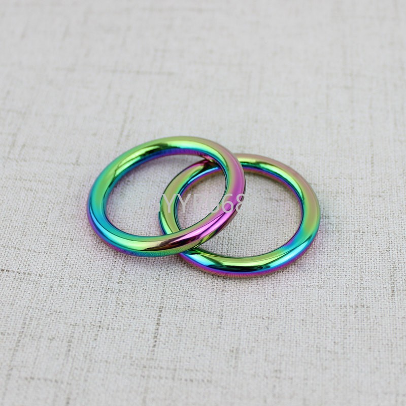 10-30-100pcs 1.6cm 1.8cm 2.5cm 3cm rainbow pet strap o ring, bags accessories, welded alloy rings, closed round o ring