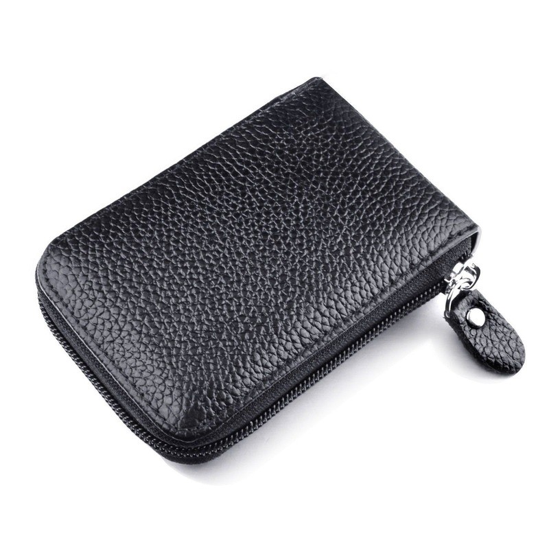 Men Wallet Genuine PU Leather Credit Card Holder RFID Blocking Zipper Pocket Men Bag Multi Card Zipper