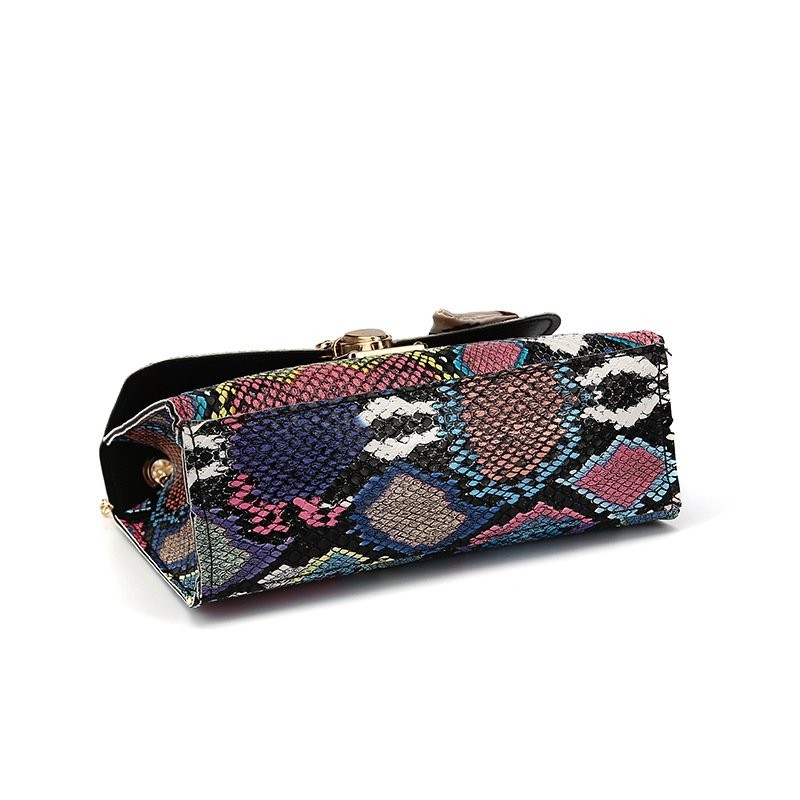 Retro Snakeskin Prints Crossbody Bag for Women 2021New Fashion Serpentine Scarf Chain Shoulder Bag Top Handle Small Square Box