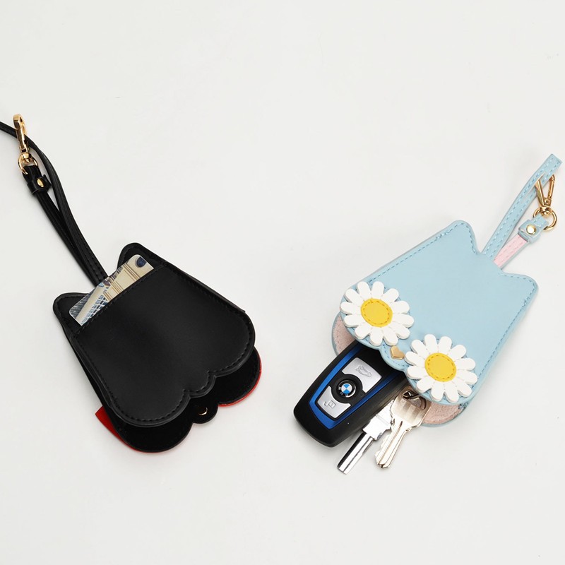 PUOU - Cute Cartoon Key Case, Women's Key Ring Cover, Wallet, Wallet, Card Holder, Wallet