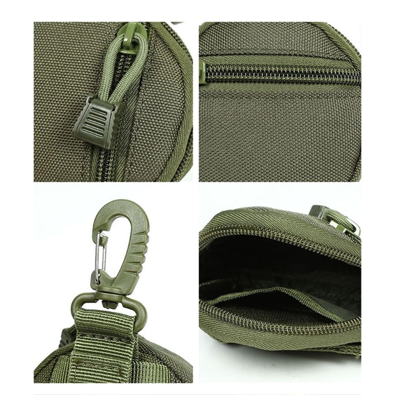 Portable Mini EDC Pocket Coin Purse Wallet Keychain Outdoor Sports Wireless Headphone Pack Waist Belt Carrying Bag with Hook